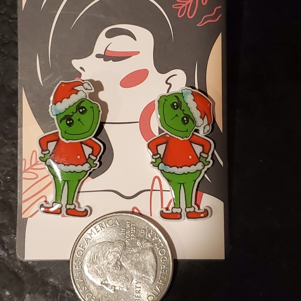 GRINCH STUD DANGLE EARRINGS